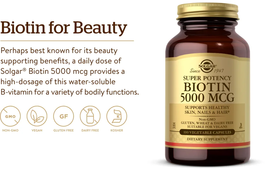 Solgar Biotin 5000 mcg 100 Vegetable Capsules - Solgar