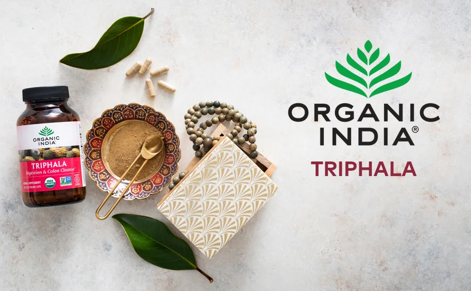 Organic India Triphala 90 Vegetarian Caps - banyan botanicals triphala tablets organic supplement amla detoxifying cleansing rejuvenating colon