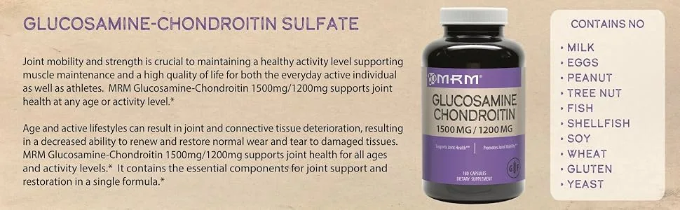 MRM Nutrition Glucosamine Chondroitin 180 Capsules - product information 3