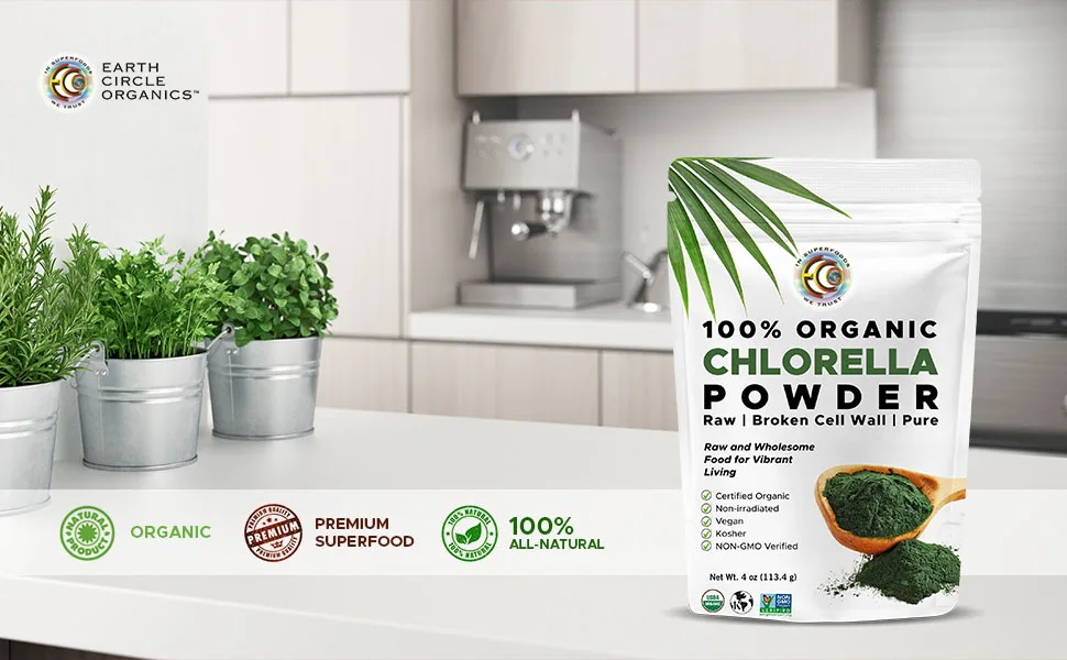 Earth Circle Organics Organic Chlorella Powder 4 oz (113.4 g) - Chlorella Powder