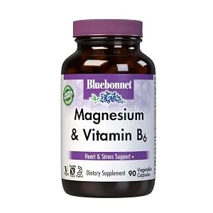 Bluebonnet Nutrition Magnesium Plus B6 90 Vegetable Capsules - Magnesium & Vitamin B6