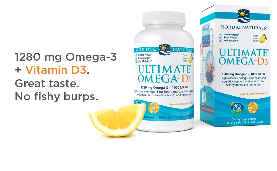 Nordic Naturals Ultimate Omega-D3 Lemon 1000 mg 120 Soft Gels - product information 5