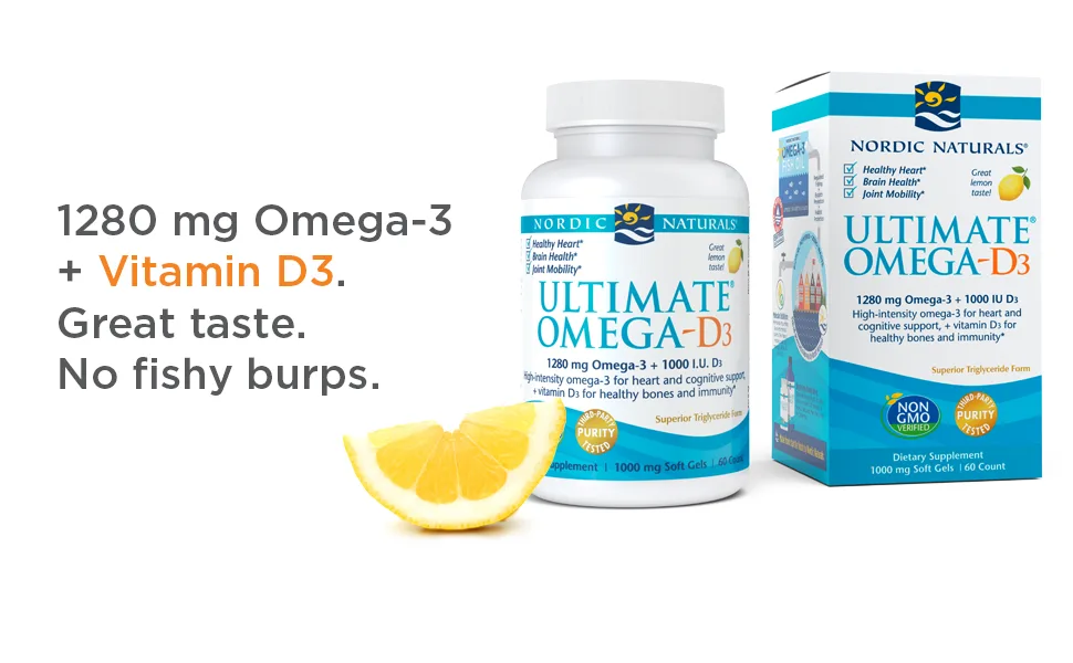 Nordic Naturals Ultimate Omega-D3 Lemon 1000 mg 60 Soft Gels - product information 5