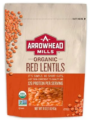 Arrowhead Mills Organic Red Lentils 16 oz (453 g) - Main