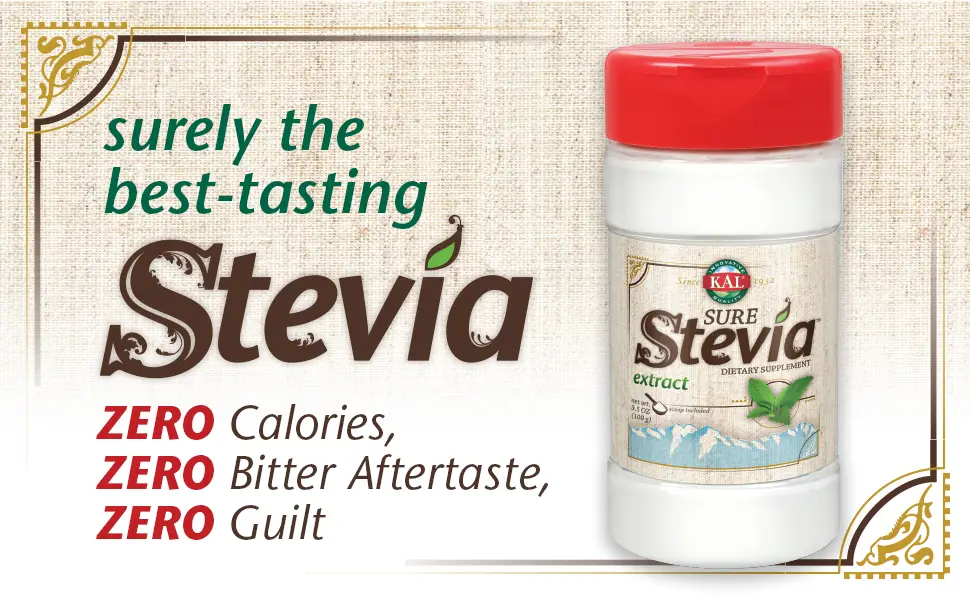 KAL Sure Stevia Natural Extract 3.5 oz (100 g) - Kal Sure Stevia Extract Powder 3.5 oz