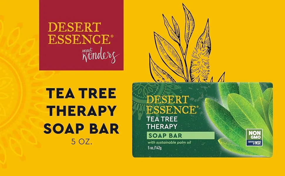 Desert Essence Cleansing Bar Tea Tree Therapy 5 oz (142 g) - Desert Essence Tea Tree Therapy Soap Bar, Natural soap bar, allergenic soap,tea tree soap