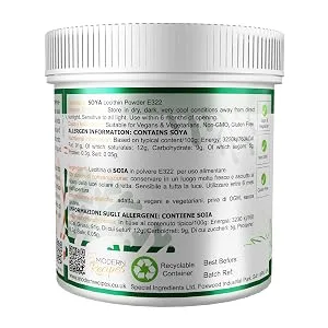 Lecithin Powder 200g (2 x 100g) Premium Quality - Suitable for Vegans Non-GMO Gluten Free Recyclable Container - Lecithin