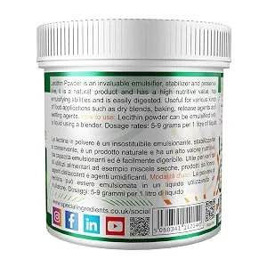 Lecithin Powder 200g (2 x 100g) Premium Quality - Suitable for Vegans Non-GMO Gluten Free Recyclable Container - Lecithin