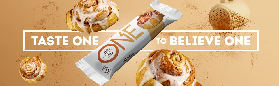 One Brands One Bar Cinnamon Roll 12 Bars 2.12 oz (60 g) Each - One Bar, One Brands, One Protein Bar, Protein Bar, Cinnamon Roll, Cinnamon Roll Protein Bar, One