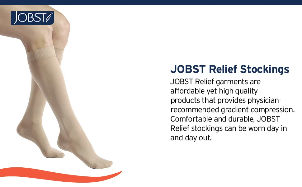 JOBST Relief Knee High Compression Socks Closed Toe - Black -  Medium - Pack of 1 - stockings compression medium knee high relief hose medical support sport open toe sock closed thigh