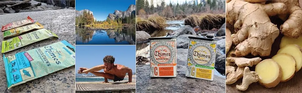Chimes Ginger Chews Peppermint 5 oz (141.8 g) - Ginger Chews, Yoga, Outdoors, Chimes Tins, Raw Ginger, ginger candy, candy, beach,
