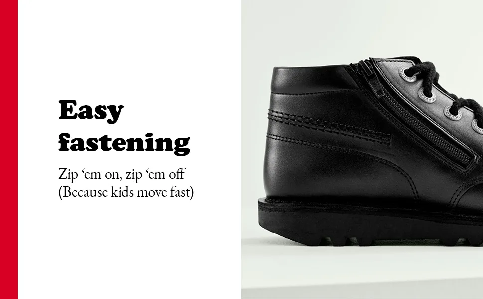 Kickers Unisex Kids Kick Hi Leather Ankle Ankle Boot 3 UK Child White - Easy Fastening