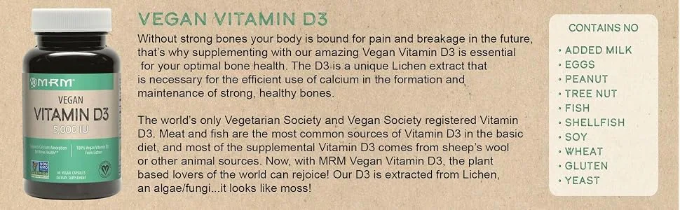 MRM Vegan Vitamin D3 5000 IU 60 Vegan Capsules - product information 3