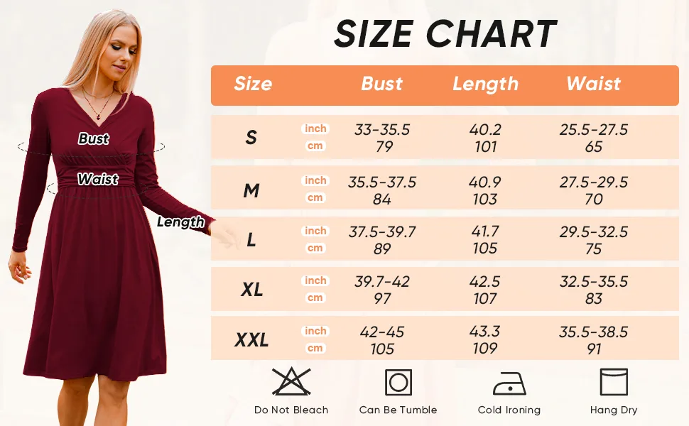 OUGES Women's Spring Casual Midi Dress Long Sleeve V-Neck Floral Ladies Wrap Dress with Pockets L Black - product information 11
