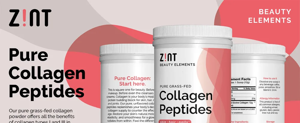 Zint Grass-Fed Beef Collagen Hydrolyzed Collagen Types I & III 32 oz (907 g) - unflavored collagen powder collagen peptides collagen hydrolysate protein grass fed organic