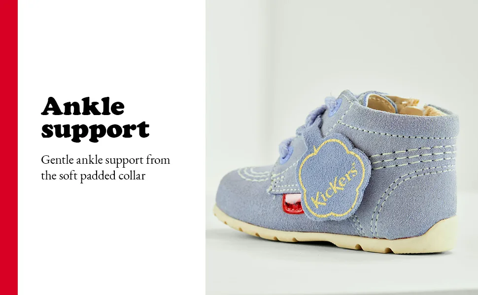 Kickers Unisex Kids Kick Hi Leather Ankle Ankle Boot 2 UK Child Baby Blue - Ankle Support Gentle ankle support from the soft padded collar