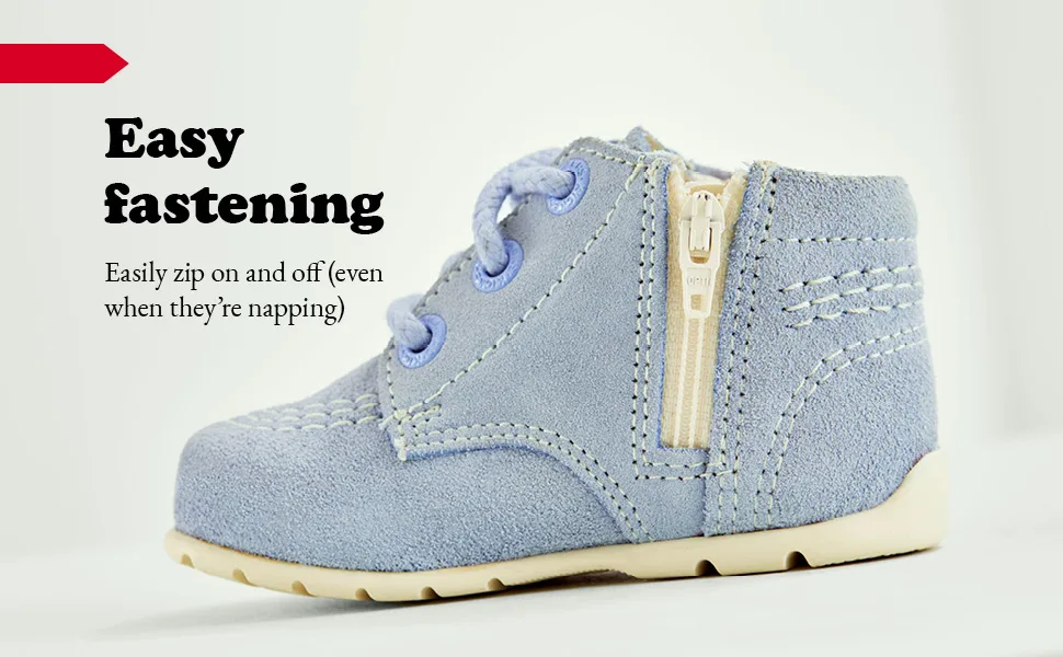 Kickers Unisex Kids Kick Hi Leather Ankle Ankle Boot 2 UK Child Baby Blue - Easy Fastening