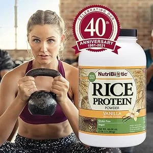 NutriBiotic Raw Rice Protein Vanilla 3 lb (1.36 kg) - Vanilla Rice Protein, 3 Lb - Image