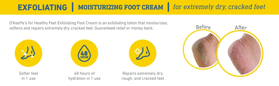 O'Keeffe's Exfoliating Moisturizing Foot Cream For Extremely Dry Cracked Feet 3 oz (85 g) - product information 3