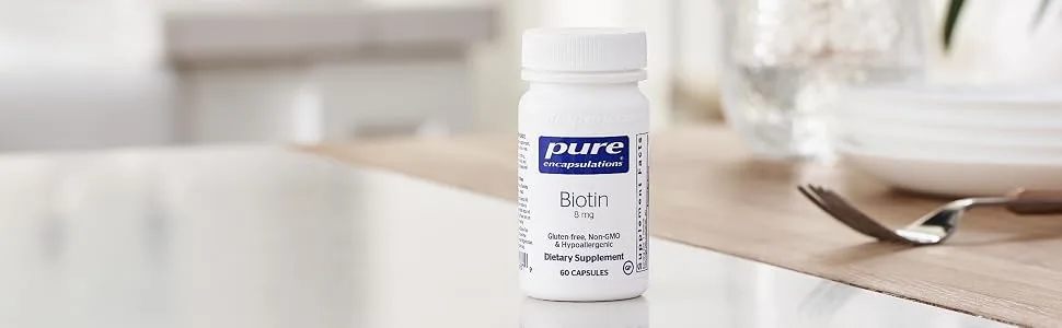 Pure Encapsulations - Biotin 8mg - for Hair Skin & Nails - for Women & Men - 60 Capsules - Image1