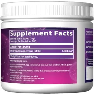 MRM MSM Crystals 1000 mg 7.05 oz (200 g) - product information 3