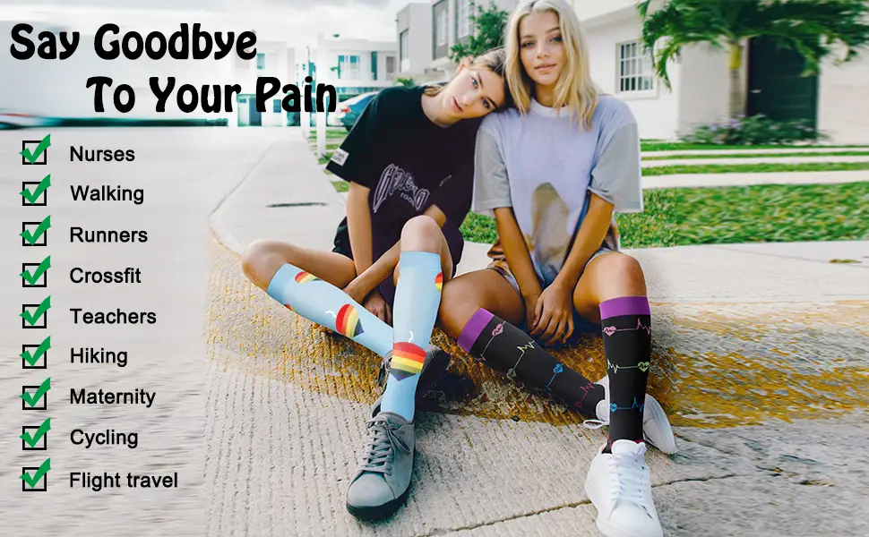 Compression Socks for Men & Women 7 Pairs Circulation 15-20 mmHg-Best support for Athletic Nurse Medical Running S-M Multicolor-1 - product information 2