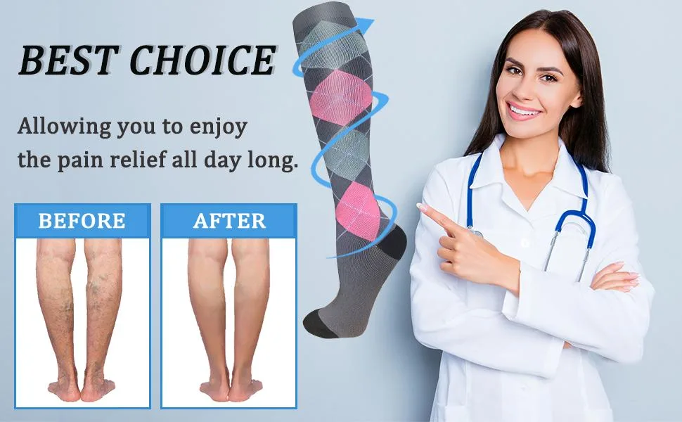Compression Socks for Men & Women 7 Pairs Circulation 15-20 mmHg-Best support for Athletic Nurse Medical Running S-M Multicolor-2 - product information 5