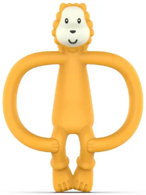 Matchstick Monkey Teether & Gel Applicator (11 cm Ludo Lion) With 2 Soother/Teether Clips (19 cm Yellow and Beige) Easy To Grip Antimicrobial Silicone BPA Free 3 Months Old+ Ludo Lion Bundle 3 Months Old+ 1 Animal Teether + 2 Teether Clips - baby teething toy