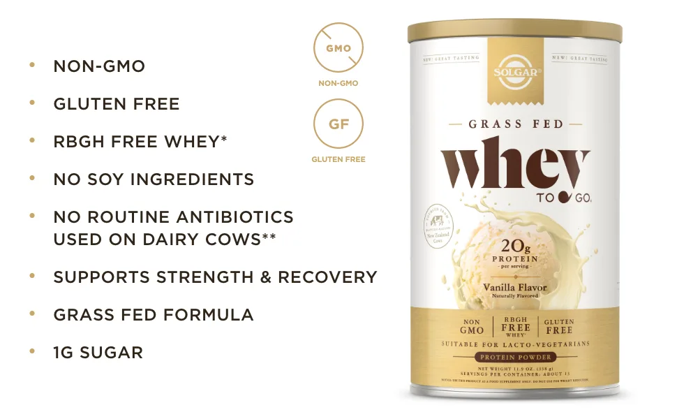 Solgar Whey To Go Whey Protein Powder Vanilla 12 oz (340 g) - Small Vanilla Benefits