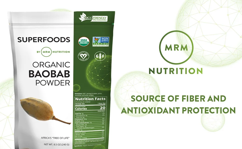 MRM Raw Organic Baobab Powder 8.5 oz (240 g) - MRM Nutrition
