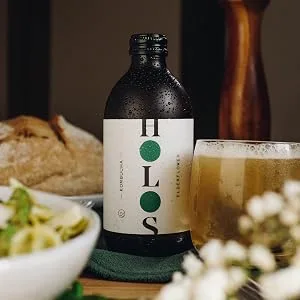 HOLOS Kombucha Elderflower 12 x 330ml bottles | Authentic small-Batch kombucha low-Sugar & unpasteurised hand-Crafted all-natural ingredients - holos kombucha elderflower
