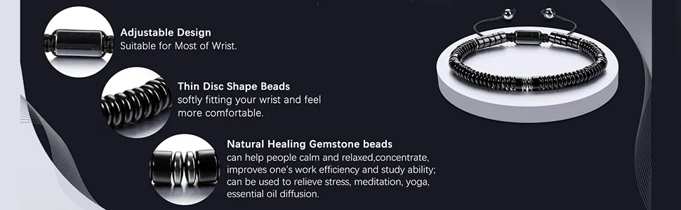 JSDDE Healing Crystals Bracelet Adjustable Natural Crystal Stone Bracelets for Men and Women Black Obsidian - crystal bracelet detail