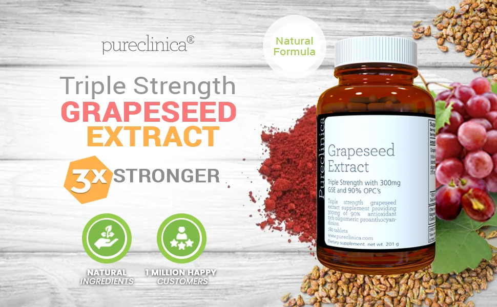 Triple Strength Grape Seed Extract 300mg x 1080 Tablets (6 Bottles of 180) - 3 Years Supply - Immune support, antioxidant