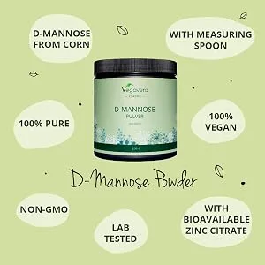 Pure D-Mannose Powder Vegavero 250g | NO Additives Lab-Tested | 100% Naturally Sourced from Corn | Scoop Included | Vegan - D-Mannose