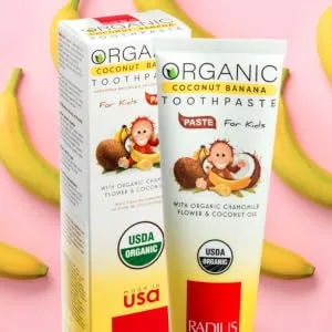 RADIUS USDA Organic Children's Coconut Toothpaste Coconut Banana 6 Months + 1.7 oz (48 g) - radius toothpaste kids