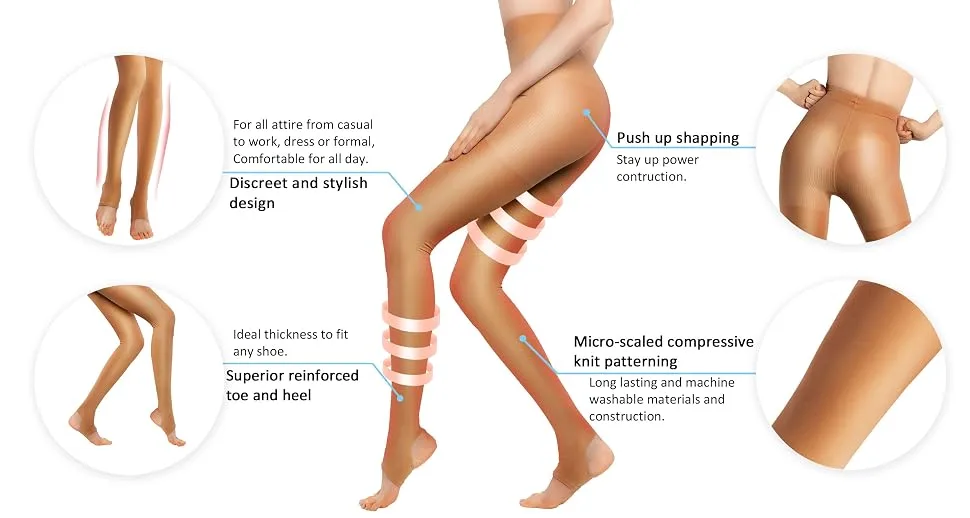 + MD Women's Tights Compression Stockings 15-20 mmHg Compression Stockings Winter Elastic Stockings Black S-M - product information 1