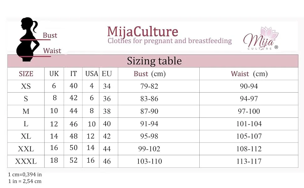 MijaCulture - Capri Relaxed Maternity Cropped Trousers Pants Short 4090 L Petrol Blue - MijaCulture sizing table