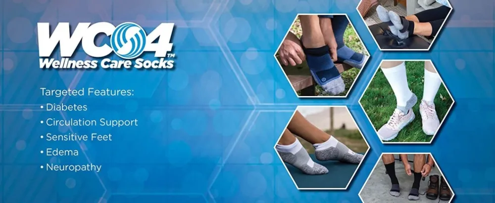 OrthoSleeve Diabetic and Neuropathy Non-Binding Wellness Socks WC4 Improves Circulation and Helps with Edema XL (1 Pair) Black Crew - product information 1