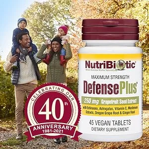 NutriBiotic DefensePlus Maximum Strength 45 Vegan Tablets - DefensePlus 45 Tabs - Image