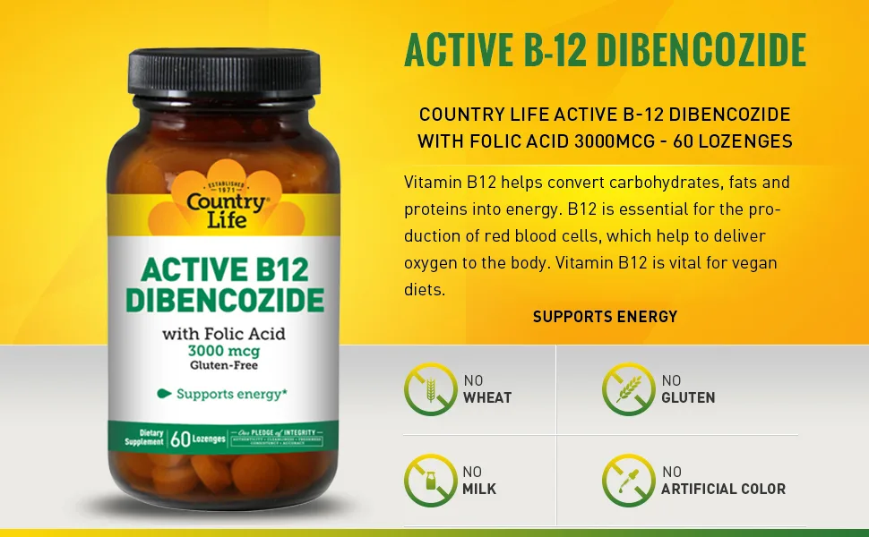 Country Life Active B12 Dibencozide 3000 mcg 60 Lozenges - product information 2