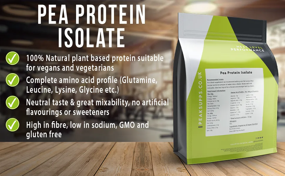 Pea Protein Isolate Powder - Chocolate | Gluten Free | Vegan | Dairy Free (2kg) Butterscotch 2kg - Peak Supps Pea Protein Isolate
