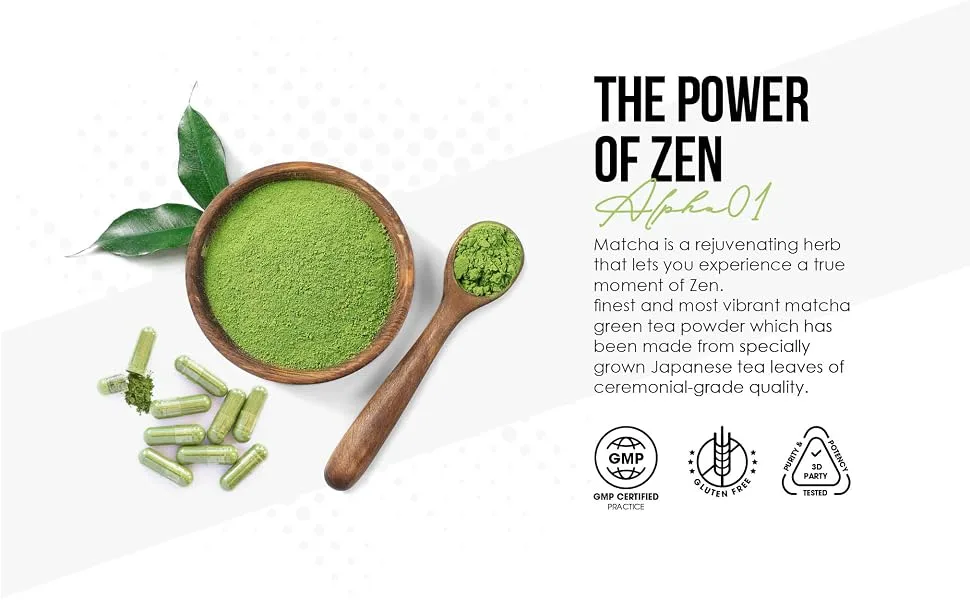 Organic Matcha Green Tea Extract 1360mg - Boosted with Turmeric Acerola & Black Pepper 90 Vegan Capsules. - Organic Matcha Green Tea Extract Capsules - 1360mg