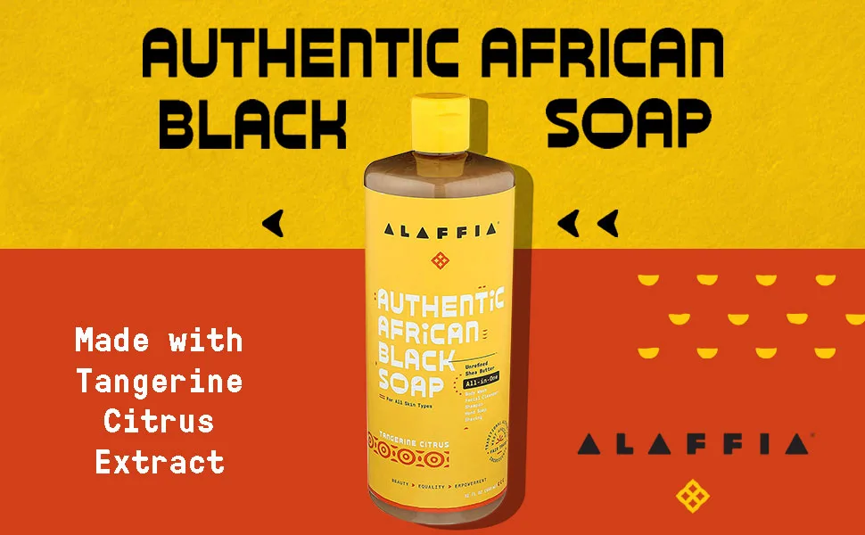 Alaffia Authentic African Black Soap Tangerine Citrus 16 fl oz (476 ml) - sdad