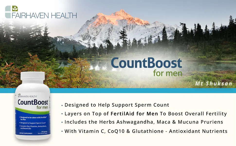 Fairhaven Health CountBoost for Men 60 Capsules - CountBoost, FertilAid, clinically proven, increase sperm count, male infertility, doctor approved