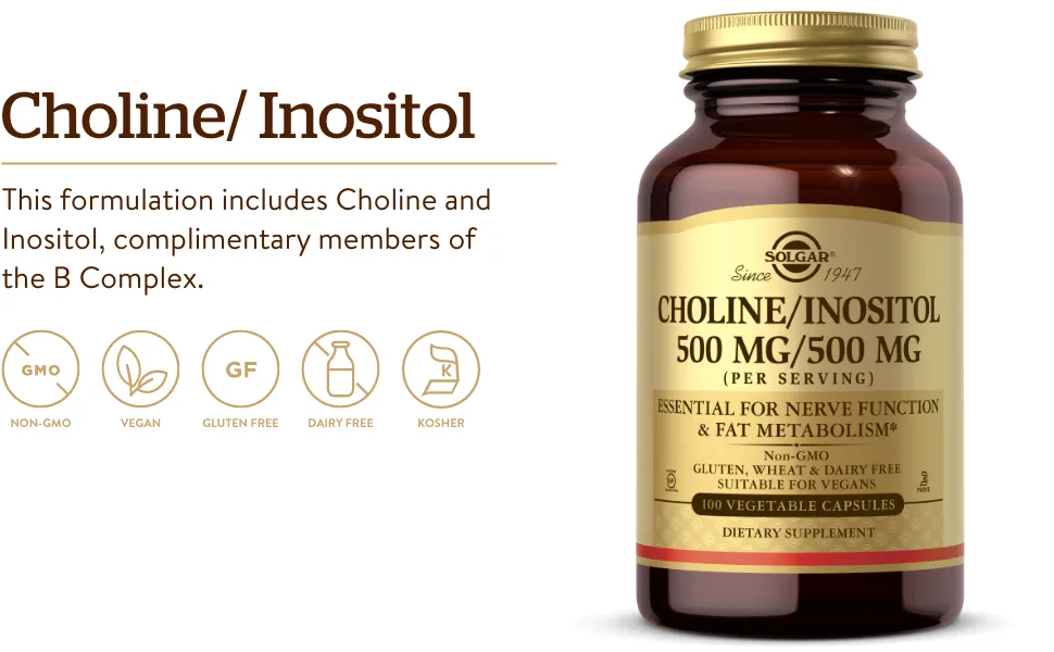 Solgar Choline/Inositol 100 Vegetable Capsules - Solgar