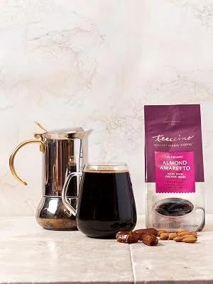 Teeccino Chicory Herbal Coffee Medium Roast Caffeine Free Almond Amaretto 11 oz (312 g) - Teeccino Almond Amaretto Herbal Coffee can be brewed in any kind of coffee maker