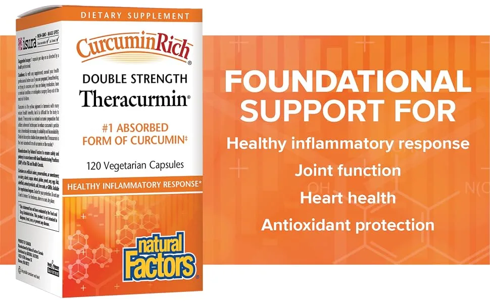 Natural Factors CurcuminRich Double Strength Theracurmin 120 Vegetarian Capsules - Double Strength Theracurmin