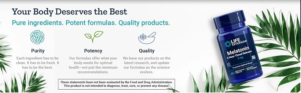 Life Extension Melatonin 6 Hour Timed Release 3 mg 60 Vegetarian Tablets - life extension
