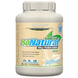 ALLMAX Nutrition IsoNatural Pure Whey Protein Isolate The Original Unflavored 5 lbs (2.25 kg) - isonatural unflavored protein powder