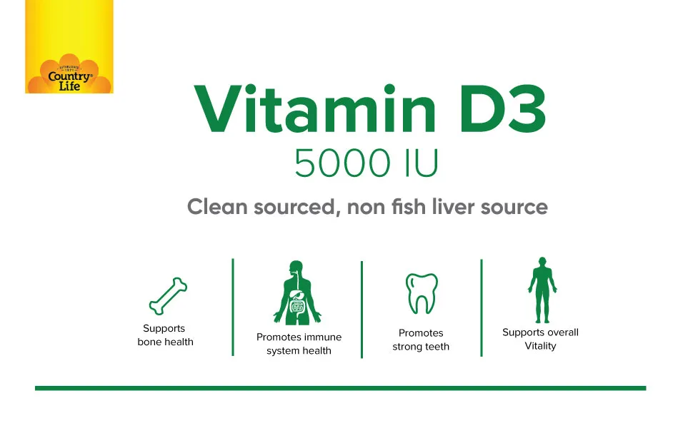 Country Life Vitamin D3 5000 IU 200 Softgels - B002J0PDZG